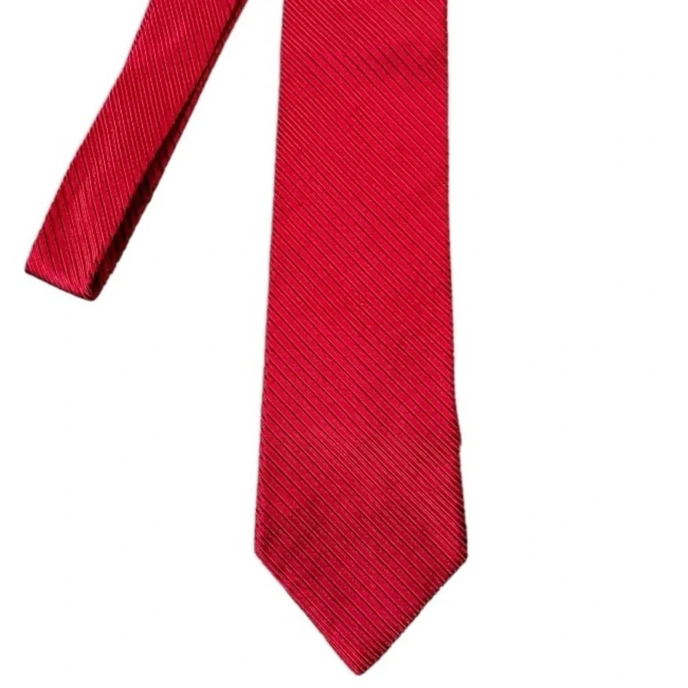 NAUTICA Red Silk Tie Men’s Dress Casual Diagonal Ribbed 100% Silk